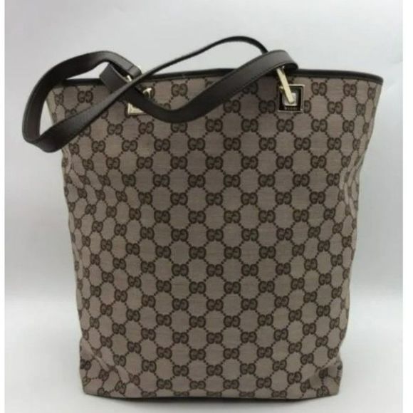 Authenticated GUCCI BROWN MONMOGRAMMED CANVAS BUCKET TOTE - Picture 3 of 4